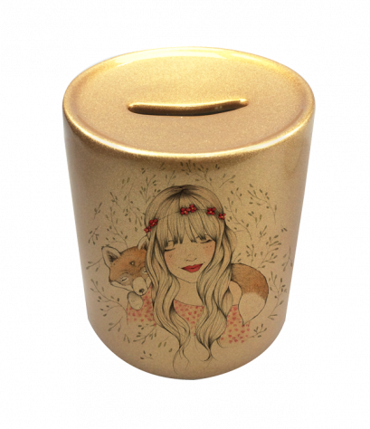 กระปุกออมสิน พิมพ์ลาย Flower&amp;girl Piggy Bank